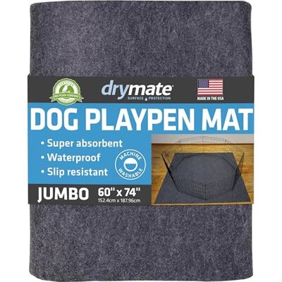 Drymate Hundlekhage-matta, absorberande, vattentät, halkfri, maskintvättbar, jumbo XXL-storlek (152 x 188 cm), återanvändbar valpmatta för träning, valpning, träning att bli rumsren, inkontinens och Drymate Hundlekhage-matta, absorberande, vattentät, halkfri, maskintvättbar, jumbo XXL-storlek (152 x 188 cm), återanvändbar valpmatta för träning, valpning, träning att bli rumsren, inkontinens och
