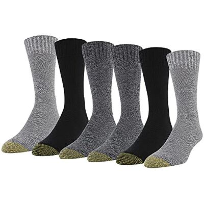 GOLDTOE Gold Toe Hudson crew-strumpor för män, flera par, grå marmor/svart/träkol (6-par), XL (paket med 6) GOLDTOE Gold Toe Hudson crew-strumpor för män, flera par, grå marmor/svart/träkol (6-par), XL (paket med 6)
