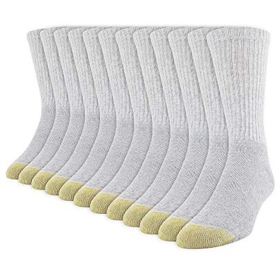 GOLDTOE Men's 656S Cotton Crew Athletic Socks, Multipairs, Grey Heather (12-Pairs), Large GOLDTOE Men's 656S Cotton Crew Athletic Socks, Multipairs, Grey Heather (12-Pairs), Large