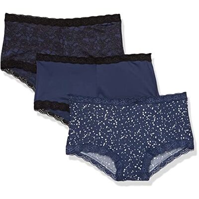 Maidenform Boyshorts-trosor för kvinnor, damunderkläder i mikrofiber med spets, fantastisk passform, 3-pack, S Maidenform Boyshorts-trosor för kvinnor, damunderkläder i mikrofiber med spets, fantastisk passform, 3-pack, S