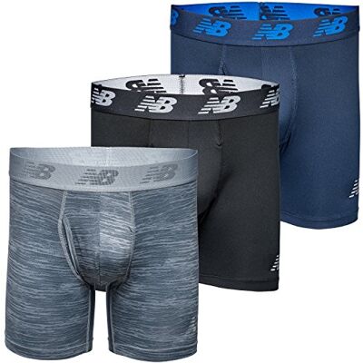 New Balance funktionella boxershorts med gylf för män, andningsbara stretchunderkläder, fukttransporterande, mjukt midjeband (3-pack), Svart/Pigment/Steel Woodgrain, svart/brun, storlek XL New Balance funktionella boxershorts med gylf för män, andningsbara stretchunderkläder, fukttransporterande, mjukt midjeband (3-pack), Svart/Pigment/Steel Woodgrain, svart/brun, storlek XL