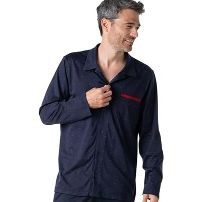 EMINENCE Merceriserad, lång öppen pyjamas för män, Oeko-TEX Standard 100 merceriserad bomull EMINENCE Merceriserad, lång öppen pyjamas för män, Oeko-TEX Standard 100 merceriserad bomull
