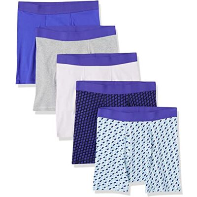 Amazon Essentials Men's Märkesfria boxertrosor, Pack of 5, Blandat tryck/Grå/Kungsblå/Rugbytryck/Vit, 3XL Amazon Essentials Men's Märkesfria boxertrosor, Pack of 5, Blandat tryck/Grå/Kungsblå/Rugbytryck/Vit, 3XL