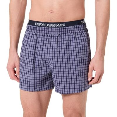 Giorgio Armani garn färgade vävda boxershorts för män, blå, S, BLÅ, S Giorgio Armani garn färgade vävda boxershorts för män, blå, S, BLÅ, S