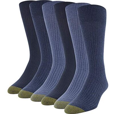 GOLDTOE Gold Toe Stanton crew-strumpor, flerpack klänning (paket med 6), Chambray/Denim (6 par), L GOLDTOE Gold Toe Stanton crew-strumpor, flerpack klänning (paket med 6), Chambray/Denim (6 par), L