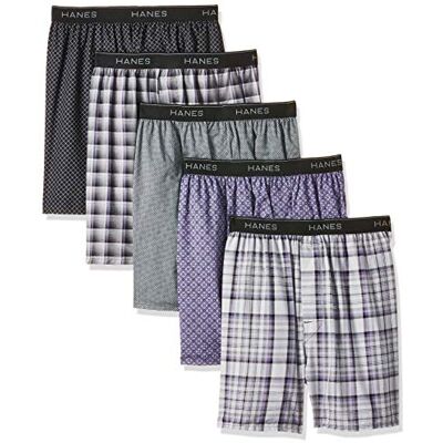 Hanes Män 5-pack tryckta vävda exponerade midjeband boxershorts (blandade), Skriva ut, L Hanes Män 5-pack tryckta vävda exponerade midjeband boxershorts (blandade), Skriva ut, L