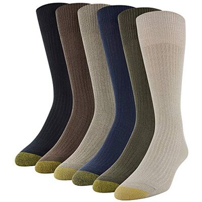 GOLDTOE Gold Toe Herr stanton Crew Socks, 6 par, Khaki Marl Assorted, skostorlek: 12–16 GOLDTOE Gold Toe Herr stanton Crew Socks, 6 par, Khaki Marl Assorted, skostorlek: 12–16