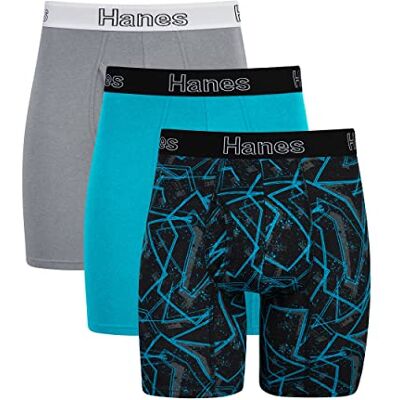 Hanes Men's Comfort Flex Fit Boxer Brief Pack, Supportive Pouch, Turquoise/Concrete/Black 3-Pack, X-Large Hanes Men's Comfort Flex Fit Boxer Brief Pack, Supportive Pouch, Turquoise/Concrete/Black 3-Pack, X-Large