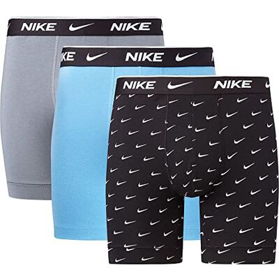 NIKE Underwear Män Essential Boxer Briefs 3-Pack – Stödjande passform, Stretchmaterial, Hög bärkomfort, Swoosh Print/Grey/Uni. Blue, XS NIKE Underwear Män Essential Boxer Briefs 3-Pack – Stödjande passform, Stretchmaterial, Hög bärkomfort, Swoosh Print/Grey/Uni. Blue, XS