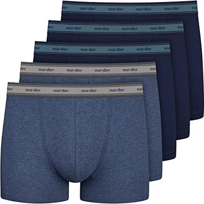 Nur Die Endast 5-pack boxers GOTS ekologisk bomull snäva boxershorts av ekologisk bomull kalsonger män, Blå/Blå Mela, XXL Nur Die Endast 5-pack boxers GOTS ekologisk bomull snäva boxershorts av ekologisk bomull kalsonger män, Blå/Blå Mela, XXL