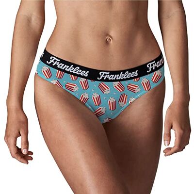 Franklees Bikinitrosor för kvinnor Boom Kapow stil underkläder, Popcorn, XS Franklees Bikinitrosor för kvinnor Boom Kapow stil underkläder, Popcorn, XS