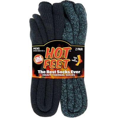 Hot Feet Varma fötter termiska strumpor för män, extremt kallt väder, 2/4-pack tjocka varma strumpor för män, vinterisolerade strumpor, storlek 6-12,5, 37.5-46 EU Hot Feet Varma fötter termiska strumpor för män, extremt kallt väder, 2/4-pack tjocka varma strumpor för män, vinterisolerade strumpor, storlek 6-12,5, 37.5-46 EU