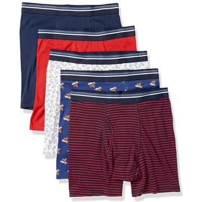 Amazon Essentials Men's Märkesfria boxertrosor, Pack of 5, Ankare/Hundtryck/Minirand, XL Amazon Essentials Men's Märkesfria boxertrosor, Pack of 5, Ankare/Hundtryck/Minirand, XL