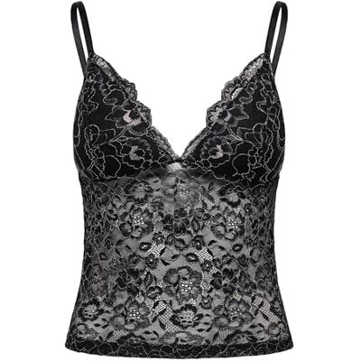 ONLY Onlchloe Lace Glitter Singlet Top Acc, svart, x_l, svart, x_l ONLY Onlchloe Lace Glitter Singlet Top Acc, svart, x_l, svart, x_l