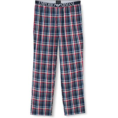 Giorgio Armani Underkläder för män, Yarn Dyed vävd pyjamas byxor, blå/grå/röd kontroll, L, blå/grå/röd kontroll, L Giorgio Armani Underkläder för män, Yarn Dyed vävd pyjamas byxor, blå/grå/röd kontroll, L, blå/grå/röd kontroll, L