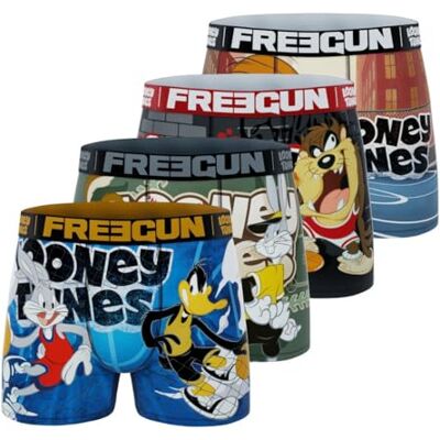 FREEGUN Looney Tunes-boxershorts, pojke buggar kanin, daffy, prärievarg och taz (set om 4), Blå/brun/grön/svart, 8-10 ans FREEGUN Looney Tunes-boxershorts, pojke buggar kanin, daffy, prärievarg och taz (set om 4), Blå/brun/grön/svart, 8-10 ans