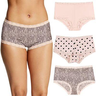 Maidenform Boyshorts-trosor för kvinnor, damunderkläder i mikrofiber med spets, fantastisk passform, 3-pack, L Maidenform Boyshorts-trosor för kvinnor, damunderkläder i mikrofiber med spets, fantastisk passform, 3-pack, L