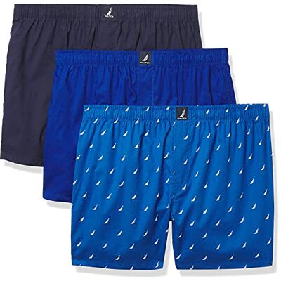 Nautica Boxershorts för män, bomullsvävda, 3-pack, S Nautica Boxershorts för män, bomullsvävda, 3-pack, S
