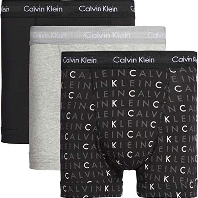 Calvin herr 3P Trunk Boxershorts, Svart/grå ljung/dämpad logotyp, L Calvin herr 3P Trunk Boxershorts, Svart/grå ljung/dämpad logotyp, L