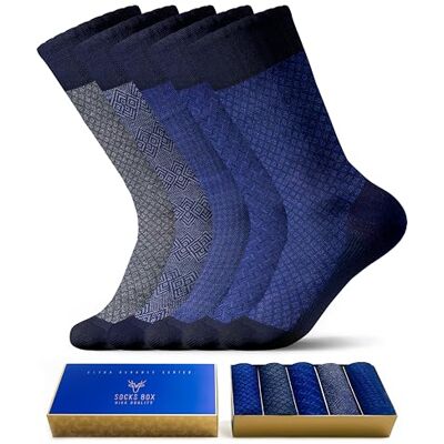 SOCKS BOX Herrstrumpor, finstrumpor, strumpor i bambu och viskos av hög kvalitet, mönstrade strumpor med elegant design, 5/10-pack, presentförpackning, 7-14 SOCKS BOX Herrstrumpor, finstrumpor, strumpor i bambu och viskos av hög kvalitet, mönstrade strumpor med elegant design, 5/10-pack, presentförpackning, 7-14