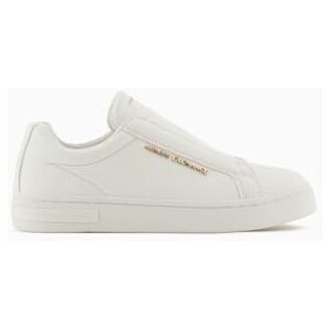 Giorgio Armani dam London, metallguldlogotyp, slip-on sneakers, Vit, 36 EU Giorgio Armani dam London, metallguldlogotyp, slip-on sneakers, Vit, 36 EU