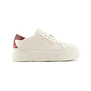Giorgio Armani Platform för kvinnor, spetstopp, rygg snake print sneakers, Vit röd, 36 EU Giorgio Armani Platform för kvinnor, spetstopp, rygg snake print sneakers, Vit röd, 36 EU