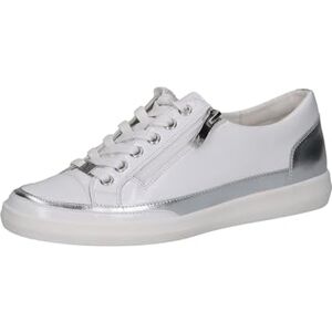 CAPRICE Damsneakers, platta av läder med dragkedja, Vitt silver, 37.5 EU CAPRICE Damsneakers, platta av läder med dragkedja, Vitt silver, 37.5 EU