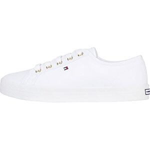 Tommy Hilfiger Kvinnors sneakers Vulkaniserade Essential Nautical skor, Vitt och blått, 38 EU Tommy Hilfiger Kvinnors sneakers Vulkaniserade Essential Nautical skor, Vitt och blått, 38 EU