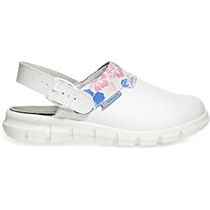 Abeba Clog 7320 – Dynamiskt slätläder, vitt med tryck, blommönster, certifierad, 39 EU, weiß mit Aufdruck, 1 Abeba Clog 7320 – Dynamiskt slätläder, vitt med tryck, blommönster, certifierad, 39 EU, weiß mit Aufdruck, 1