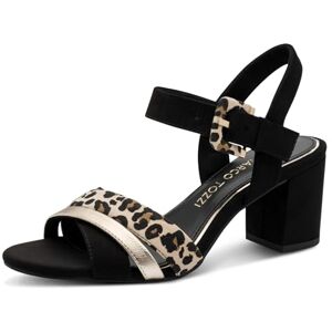 MARCO TOZZI Damsandaler med klack, eleganta veganska, Svart leo, 36 EU MARCO TOZZI Damsandaler med klack, eleganta veganska, Svart leo, 36 EU
