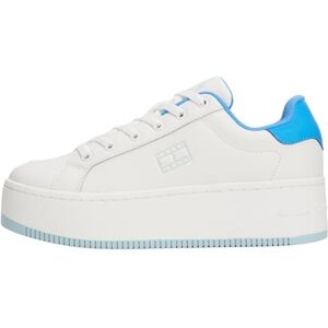 Tommy Jeans Dam Flatform läderskor, Vit Ecru Köpenhamn blå, 38 EU Tommy Jeans Dam Flatform läderskor, Vit Ecru Köpenhamn blå, 38 EU