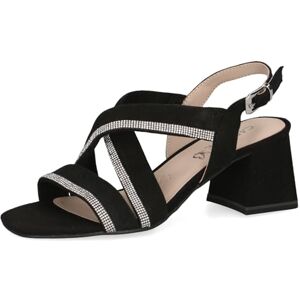 CAPRICE Damsandaler med klack med strass med remmar, Svart mocka, 39 EU CAPRICE Damsandaler med klack med strass med remmar, Svart mocka, 39 EU