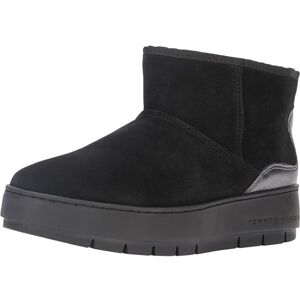 Tommy Hilfiger Dam metallisk mocka snöstövel ankelstövel, Svart, 36 EU Tommy Hilfiger Dam metallisk mocka snöstövel ankelstövel, Svart, 36 EU
