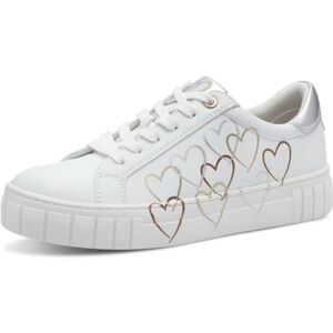 MARCO TOZZI Damsneakers, platta med hjärtdetaljer fritid, vitt guld, 38 EU MARCO TOZZI Damsneakers, platta med hjärtdetaljer fritid, vitt guld, 38 EU
