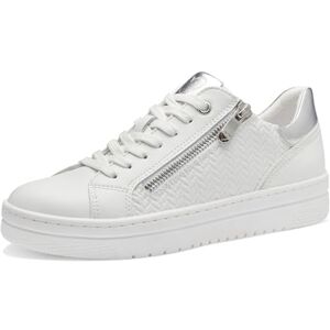 MARCO TOZZI Damsneakers, platt med dragkedja, vegansk, Vit kam, 40 EU MARCO TOZZI Damsneakers, platt med dragkedja, vegansk, Vit kam, 40 EU