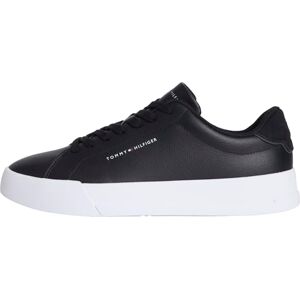 Tommy Hilfiger mäns detalj Essential läder Court träningsskor, Svart, 46 EU Tommy Hilfiger mäns detalj Essential läder Court träningsskor, Svart, 46 EU