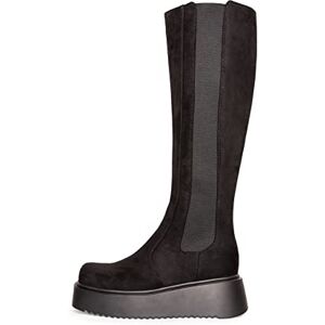 LAMODA Dam kraftfull knä high boot, Svart mocka, 37 EU LAMODA Dam kraftfull knä high boot, Svart mocka, 37 EU