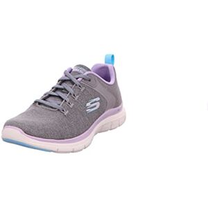 Skechers Dam Flex Appeal 4.0 låg-topp sneakers, Grå stickat nät lavendel trim, 38 EU Skechers Dam Flex Appeal 4.0 låg-topp sneakers, Grå stickat nät lavendel trim, 38 EU