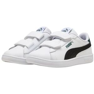 PUMA Unisex Barn Smash 3.0 L V Ps Sneaker, vit svart grön terräng, 35 EU PUMA Unisex Barn Smash 3.0 L V Ps Sneaker, vit svart grön terräng, 35 EU