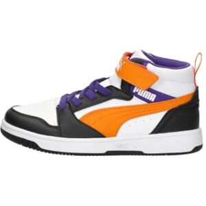 PUMA Unisex barn Rebound V6 Mid Ac+ Ps Sneaker, vit orange glo svart, 31.5 EU PUMA Unisex barn Rebound V6 Mid Ac+ Ps Sneaker, vit orange glo svart, 31.5 EU