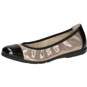 CAPRICE Damballerinaskor av läder med lack, taupe repkam, 38 EU CAPRICE Damballerinaskor av läder med lack, taupe repkam, 38 EU