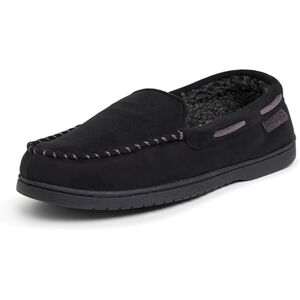 Dearfoams Moccasin för män med whipstitch tofflor, Svart mikromocka, X-Large Weit Dearfoams Moccasin för män med whipstitch tofflor, Svart mikromocka, X-Large Weit