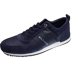 Tommy Hilfiger Herr Runner Sneaker, ikoniskt läder, mocka, mix, runner, sportskor, Blå midnatt, 42 EU Tommy Hilfiger Herr Runner Sneaker, ikoniskt läder, mocka, mix, runner, sportskor, Blå midnatt, 42 EU