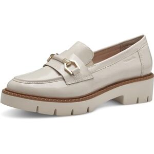 Tamaris Comfort dam loafer med klack av läder elegant, Beige lack, 40 EU Tamaris Comfort dam loafer med klack av läder elegant, Beige lack, 40 EU