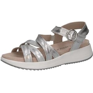 CAPRICE Damsandaler platta av läder fritid, Silvermetall, 38 EU CAPRICE Damsandaler platta av läder fritid, Silvermetall, 38 EU