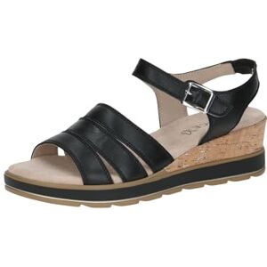 CAPRICE Damsandaler med kilklack av läder sommar, Svart nappa, 37 EU CAPRICE Damsandaler med kilklack av läder sommar, Svart nappa, 37 EU