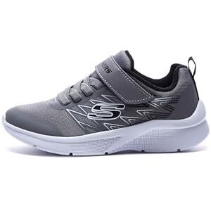 Skechers Jungen Microspec Texlor Sneaker, Grå textil svart textil trim, 12 UK Skechers Jungen Microspec Texlor Sneaker, Grå textil svart textil trim, 12 UK