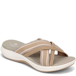 Clarks Women's Mira Isle Slide Sandal, Sand Combi Textile, 12 Clarks Women's Mira Isle Slide Sandal, Sand Combi Textile, 12