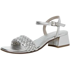MARCO TOZZI Damsandaler med klack, elegant, liten klack, silver, 37 EU MARCO TOZZI Damsandaler med klack, elegant, liten klack, silver, 37 EU