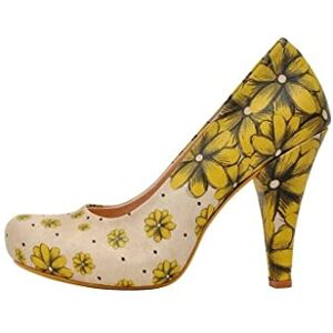 DOGO Dam läder vegan beige höga klackar Call Me Daisy Motif-39, Beige färg, 39 EU DOGO Dam läder vegan beige höga klackar Call Me Daisy Motif-39, Beige färg, 39 EU